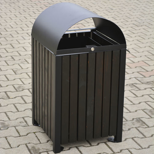 Park-Abfallbehälter - URBAN 9.C - KRONEMAG MILLENIUM srl - Metall / Holz / mit Deckel