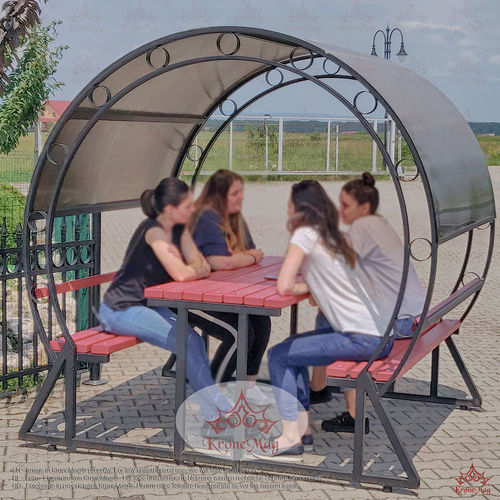 Moderne Tischgarnitur - OKLAHOMA - KRONEMAG MILLENIUM srl - Holz / Stahl / Garten