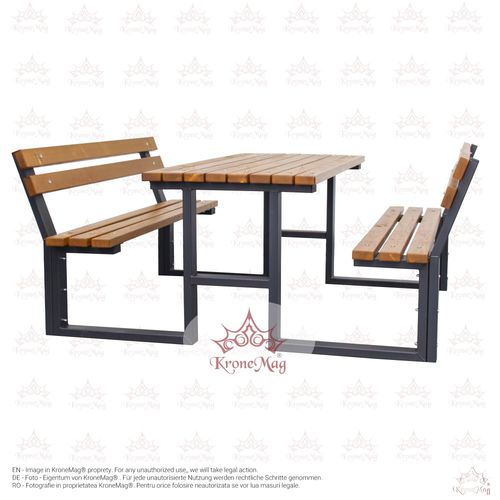 Moderner Picknicktisch - TUSNAD 2 - KRONEMAG MILLENIUM srl - Holz / Gestell aus Metall / rechteckig