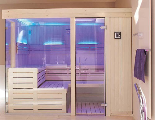 Finnische Sauna - Lambris Design - Clairazur - für Privatgebrauch / Fichte / Espenholz