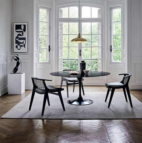 Moderner Sessel - KLISMOS  - Knoll international - Leder / Baumwolle / Marmor