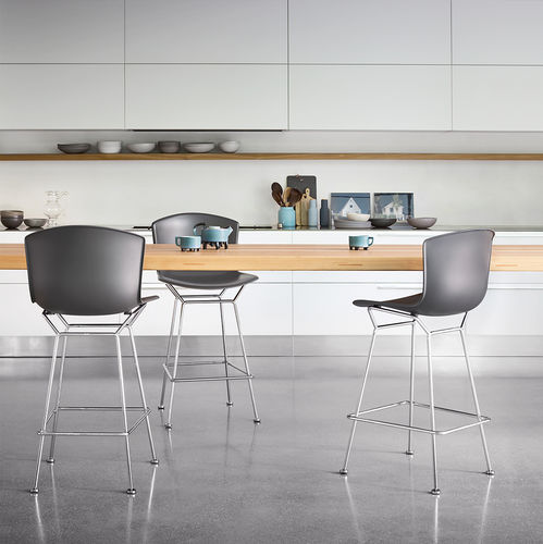 Moderner Barstuhl - Bertoia  - Knoll international - für den Innenraum / Chromstahl / polierter Stahl