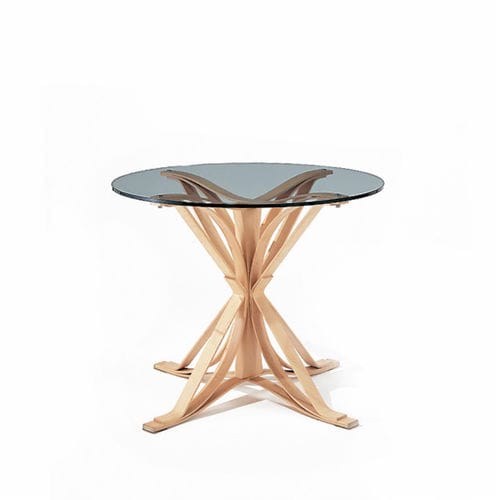 Moderner Esstisch - Face Off  - Knoll international - Hartglas / Gestell aus Ahorn / Gestell aus Laminat