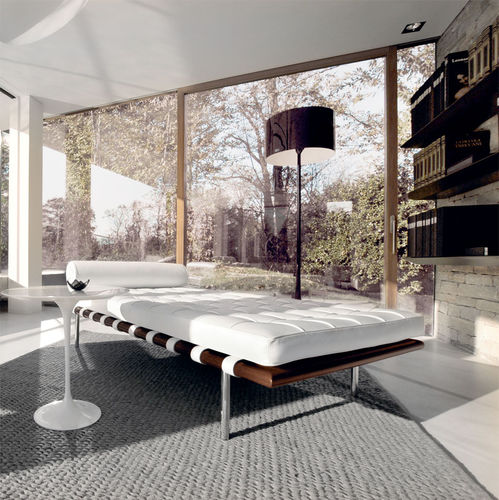 Moderne Tagesliege - Barcelona® - Knoll international - Leder / Esche / Gestell aus poliertem Edelstahl