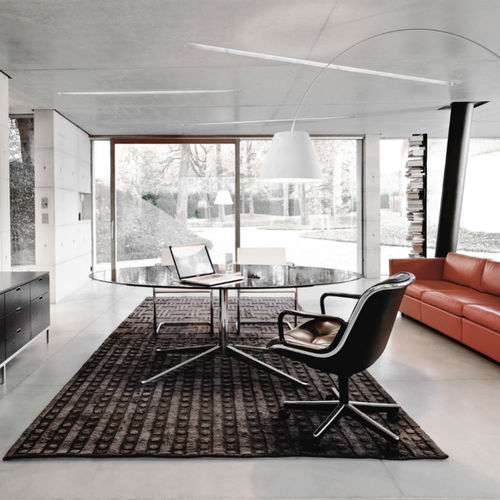Bodenstehender Schreibtisch - Knoll international - modern / Holzfurnier / Glas