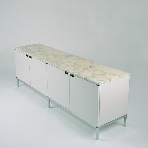 Modernes Sideboard - Knoll international - lackiertes Holz / Holzfurnier / Chromstahl