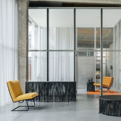 Moderner Tisch - DOZIE KANU - Knoll international - Stahl / Leder / rechteckig