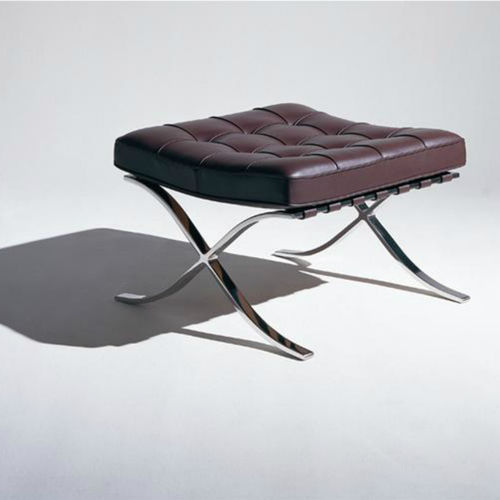 Moderner Fußschemel - BARCELONA® - Knoll international - Leder / Stahl / Chrom