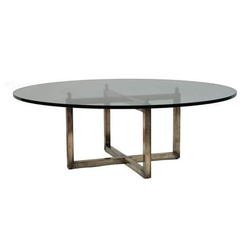 Moderner Couchtisch - LIAM T48/4 - GHYCZY - Glas / Gestell aus Messing / rund