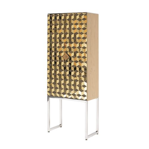 Moderner Barschrank - RACHEL C03L - GHYCZY - Holz / Edelstahl / mit Flügeltür