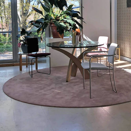 Moderner Esstisch - ALPHA T88H - GHYCZY - Glas / Gestell aus Eiche / rund