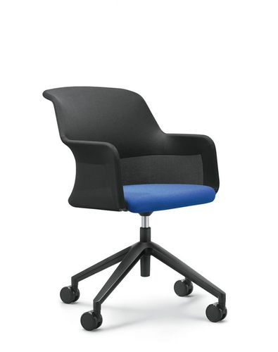 Moderner Besuchersessel - 434 - Stoll Giroflex - Maschen / Leder / Stoff