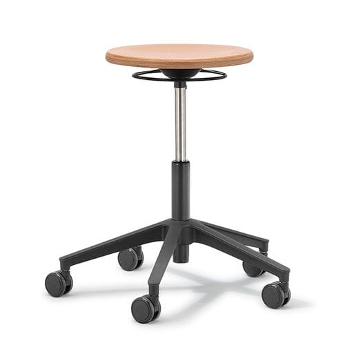 Stoff-Arbeitshocker - 141 - Stoll Giroflex - Sperrholz / Leder / ergonomisch