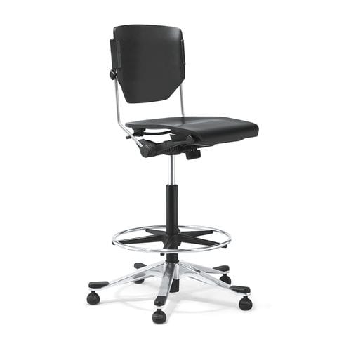 Leder-Arbeitshocker - 33 - Stoll Giroflex - regelbar / mit Rollen / drehbar