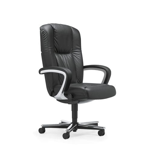 Moderner Bürosessel - 81 - Stoll Giroflex - Leder / höhenverstellbar / schwarz
