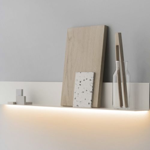 Wandmontiertes Regal - LITE  - MYKILOS - modern / pulverbeschichteter Stahl / LED-beleuchtet