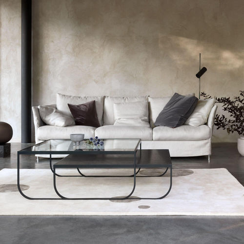 Moderner Couchtisch - TATI - Asplund - lackiertes Glas / Eiche / Stein