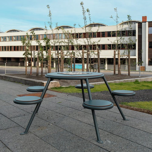 Moderner Picknicktisch - BUZZ - Vestre - HPL / Gestell aus galvanisiertem Stahl / rund