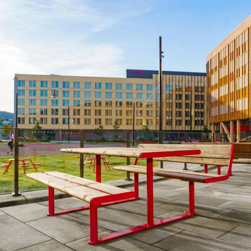Moderner Picknicktisch - APRIL  - Vestre - Holz / Gestell aus galvanisiertem Stahl / rechteckig