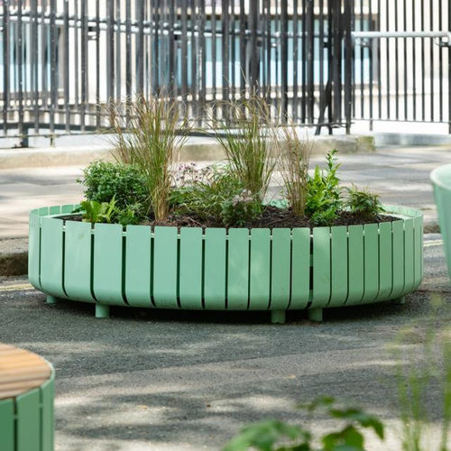 Pflanzkübel / galvanisiertem Stahl - STRIPES  - Vestre - rund / hochbelastbar / 100% recycelbar
