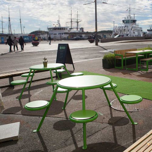 Moderner Picknicktisch - BUZZ - Vestre - HPL / galvanisiertem Stahl / rund