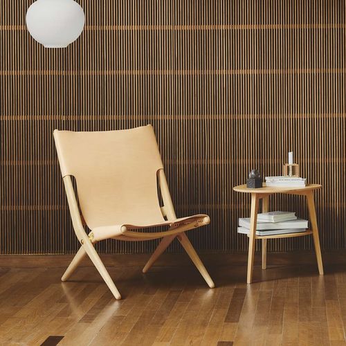 Kaminsessel / skandinavisches Design - SAXE - by Lassen - Leder / Eiche / klappbar