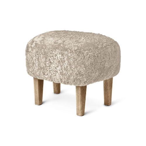 Fußschemel / skandinavisches Design - INGEBORG - by Lassen - Stoff / Leder / Eiche