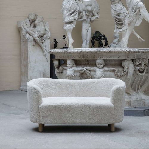 Sofa / skandinavisches Design - MINGLE - by Lassen - Stoff / Schaffell / grau