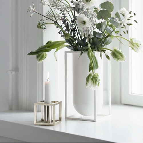 Moderne Vase - KUBUS : LOLO - by Lassen - Metall / weiß / schwarz