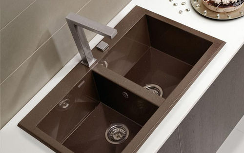 Doppelbeckenspüle - SHIRA: REF. 506 - SANIZEO - ohne Abtropffläche / Verbundwerkstoff / einbaufähig