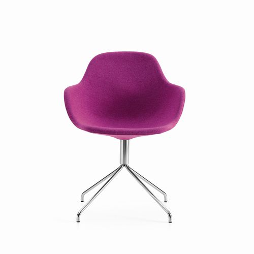 Stoff-Konferenzstuhl - PALMA - OFFECCT - Leder / Holz / Gestell aus verchromtem Metall