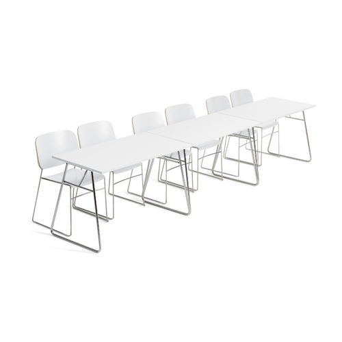 Moderner Besprechungstisch - LITE - OFFECCT - Laminat / aus verchromtem Metall / rechteckig