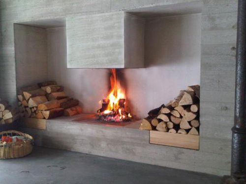 Holzkamin - Leonardo Caminetti GmbH - Einbau / mit 3 Sichtseiten / Zentral