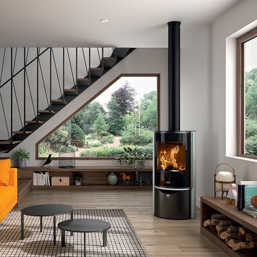 Holz-Kaminofen - EGUZKI - DEVILLE - 6 kW / freistehend / modern