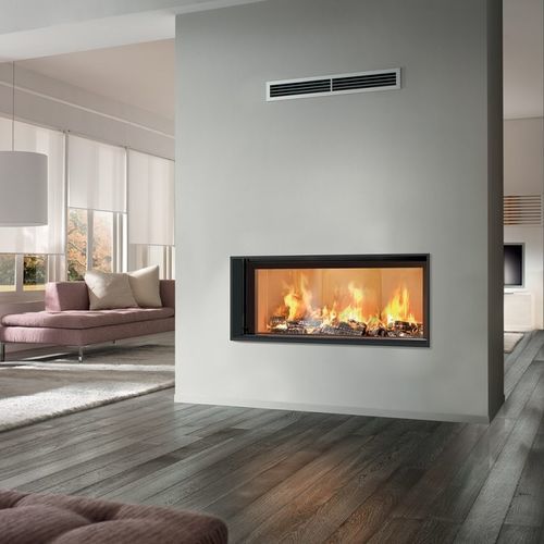 Geschlossene Feuerstelle / Holz - BAYARD 134 - DEVILLE - mit 1 Sichtseite / Stahl / mit Schiebetür