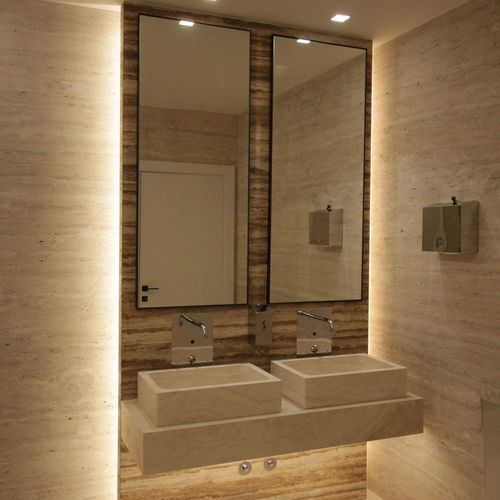 Aufsatzwaschbecken - Arredo di Pietra srl - Naturstein / Travertin / mit integrierter Waschtischplatte