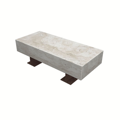Moderne Bank für den öffentlichen Raum - BAUHAUS POLTRONA - Arredo di Pietra srl - Stahl / Travertin / ohne Rückenlehne