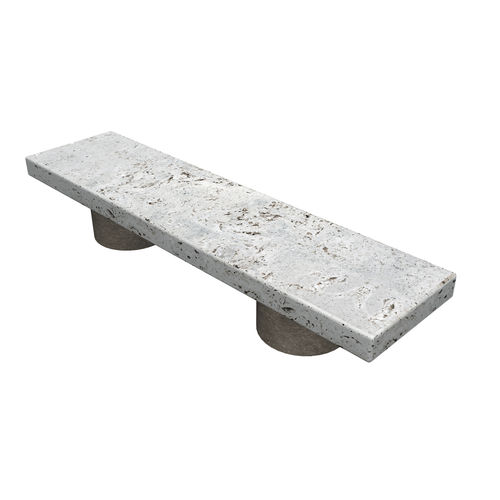 Moderne Bank für den öffentlichen Raum - basic rOund - Arredo di Pietra srl - Travertin / ohne Rückenlehne / ohne Armlehnen