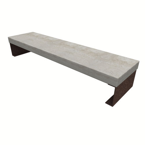 Moderne Bank für den öffentlichen Raum - GRAFFA - Arredo di Pietra srl - Stahl / Travertin / ohne Rückenlehne