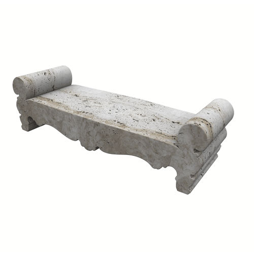 Klassische Bank für den öffentlichen Raum - SEICENTO - Arredo di Pietra srl - Travertin / ohne Rückenlehne / mit Armlehnen