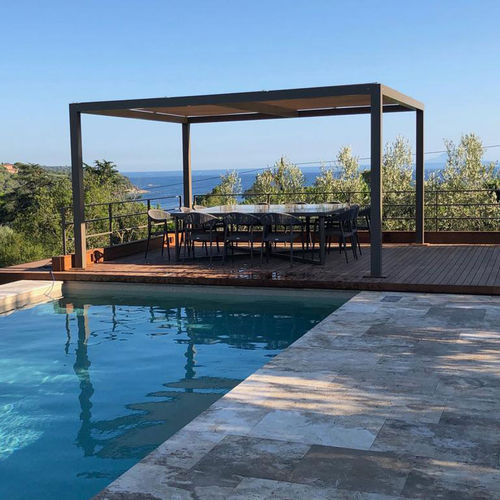 Rechteckiges Schwimmbecken - Arredo di Pietra srl - für Außenbereich / erdverlegt / Travertin