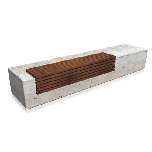 Moderne Bank für den öffentlichen Raum - pontile - Arredo di Pietra srl - Holz / Travertin / mit Rückenlehne