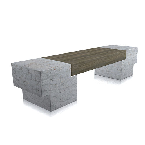 Moderne Bank für den öffentlichen Raum - dentata - Arredo di Pietra srl - Holz / Travertin / ohne Rückenlehne