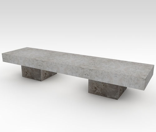Moderne Bank für den öffentlichen Raum - basic sQuare - Arredo di Pietra srl - Travertin / ohne Rückenlehne / ohne Armlehnen