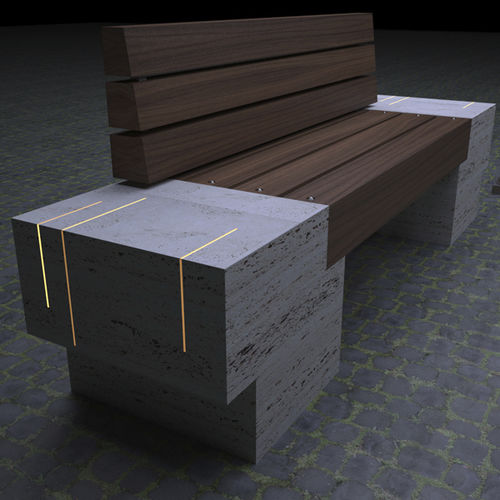 Moderne Bank für den öffentlichen Raum - dentata luce - Arredo di Pietra srl - Holz / Travertin / mit Rückenlehne