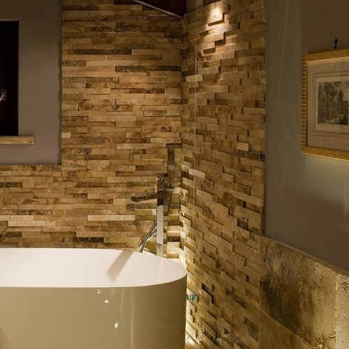Travertin-Verblendplatte - TRAKE’ ® - Arredo di Pietra srl - für Badezimmer / für Innenwand / verklebt