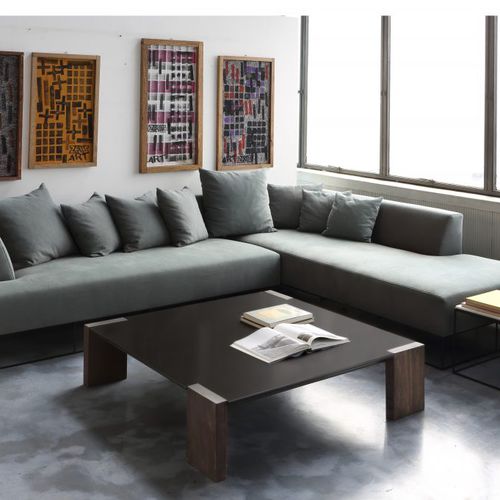 Moderner Couchtisch - IRONWOOD - ZEUS - Stahlblech / Gestell aus Buche / quadratisch