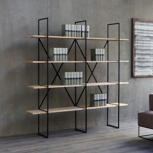 Modernes Regal - SLIM IRONY - ZEUS - Massivholz / Kupfer / schwarz