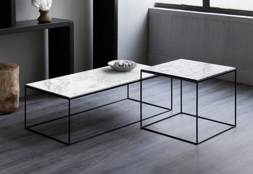 Couchtisch / minimalistisches Design - SLIM - ZEUS - Marmor / Gestell aus Kupfer / rechteckig