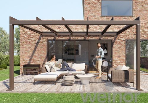 Angebaute Pergola - TERRAZZA PURE - Weinor - Glas / mit Stoffüberdachung / Glas-Überdachungen